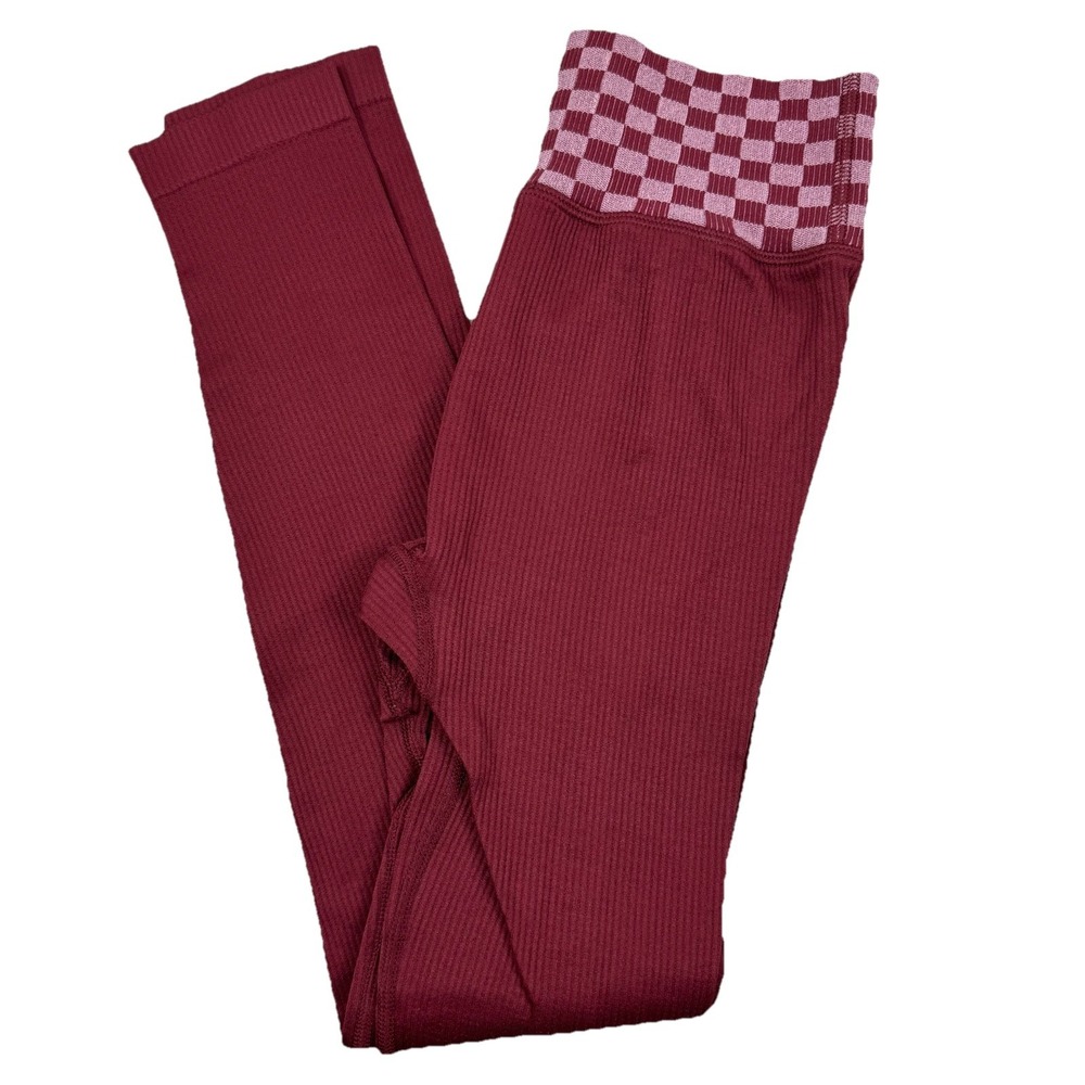 SO GOOD FOR LIFE Womens Leggings Ribbed WINE - XS